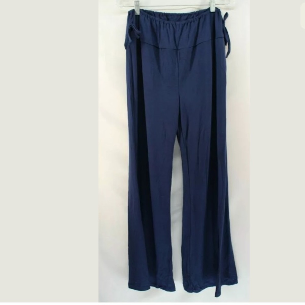 Due Time Navy Fold-Over Maternity Palazzo Pants